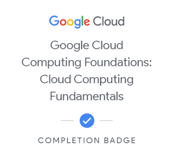 Google Cloud Computing Foundations certificate